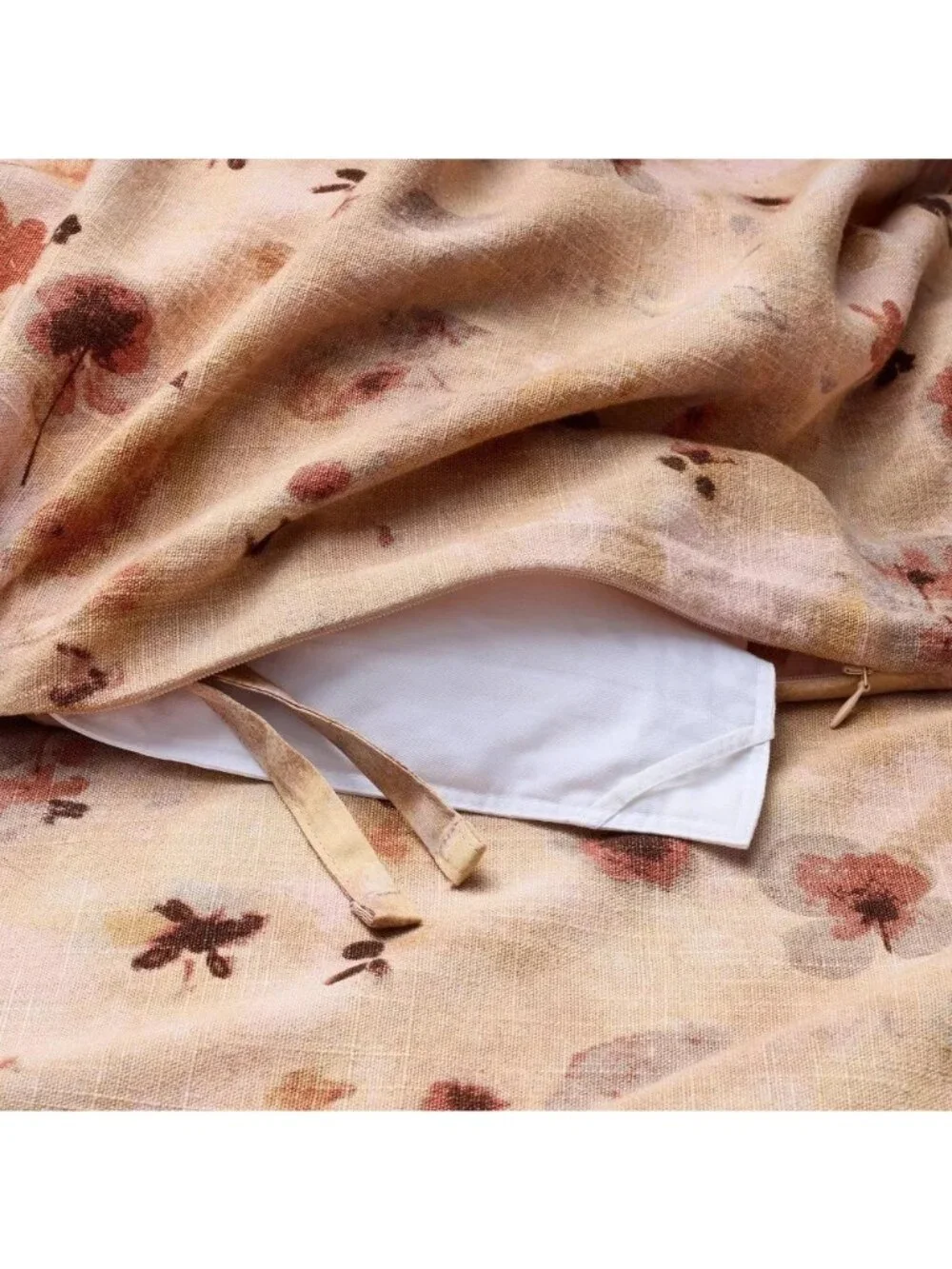 Casaluna Pink Pressed Floral Linen Rayon Heavyweight Queen Duvet Cover Set OOS
